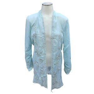 Johnny Was Sheer Mint Green Cardigan